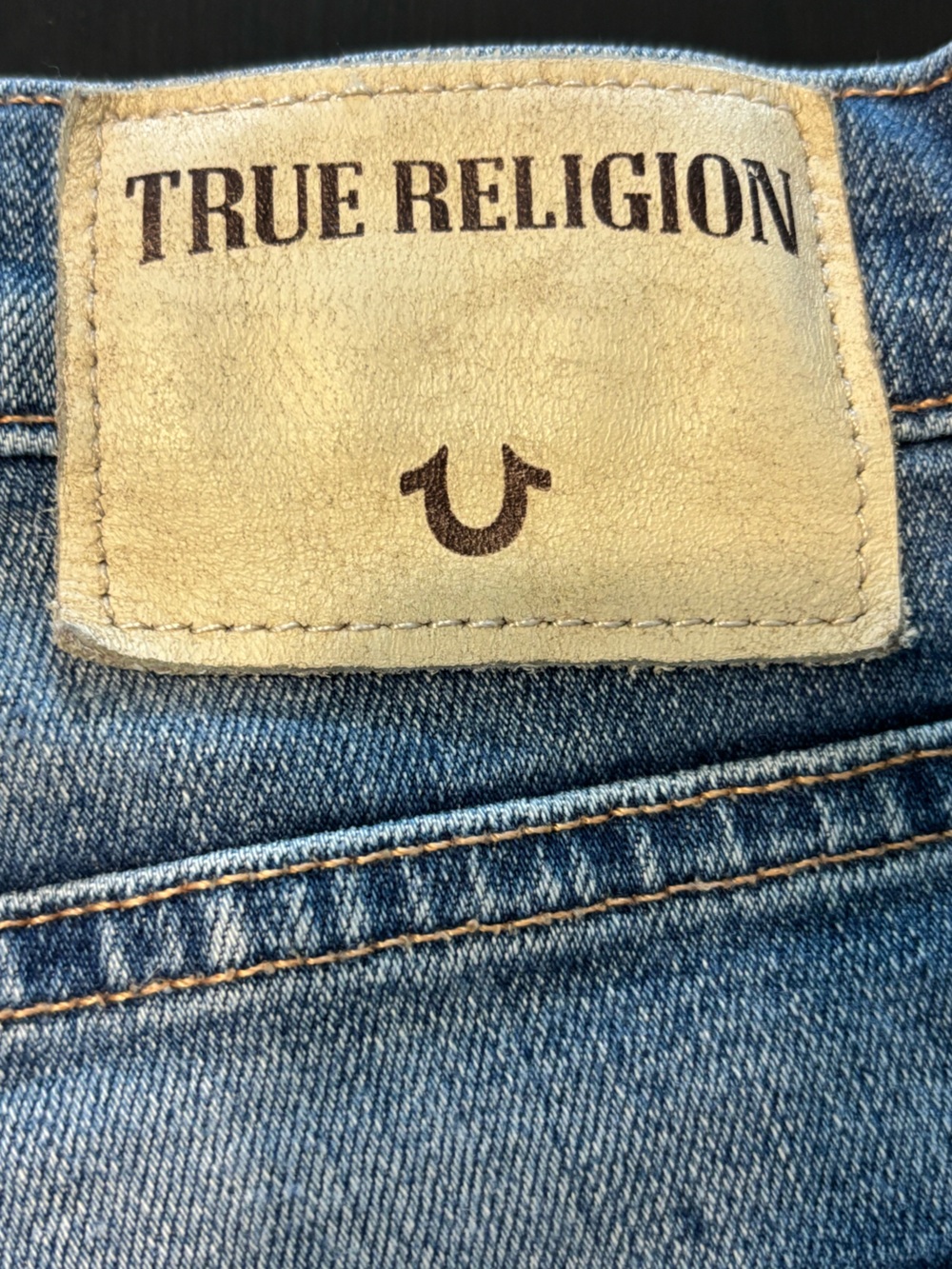 True Religion Scout BF Mullet Short Short Gypset Blue Distressed Denim Size 25 - Picture 8 of 11